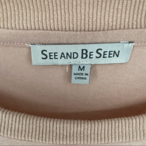 See and Be Seen Sz Medium Pink Fringe Embroidered Boho Sweatshirt T3032 - Picture 2 of 9